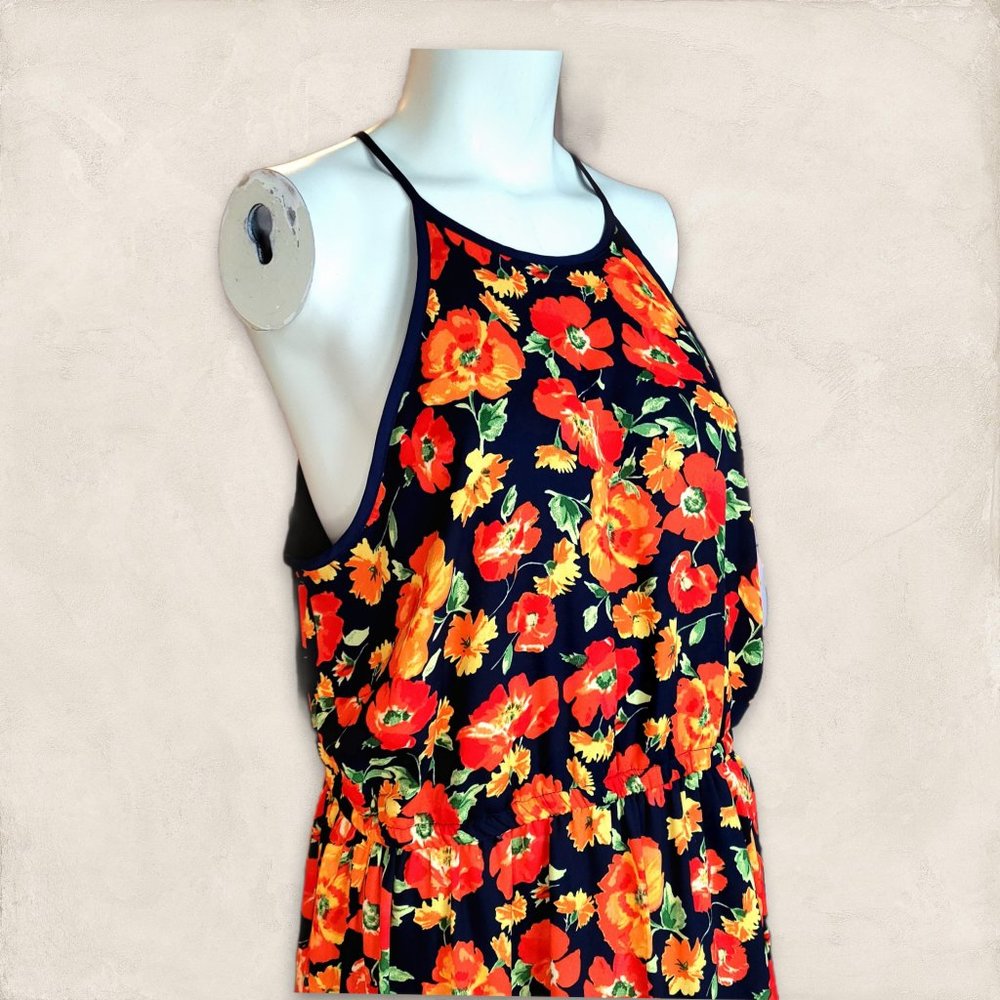 Forever 21 Black Maxi Dress with Orange & Yellow Floral Print - Picture 3 of 13